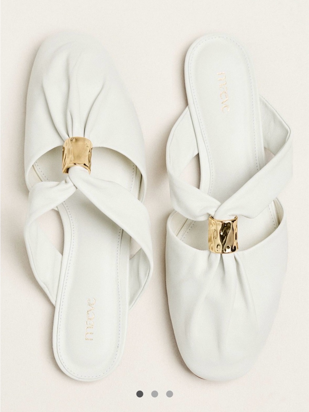 Maeve White Slip-On Women's Mules with Gold Accent, size 5
